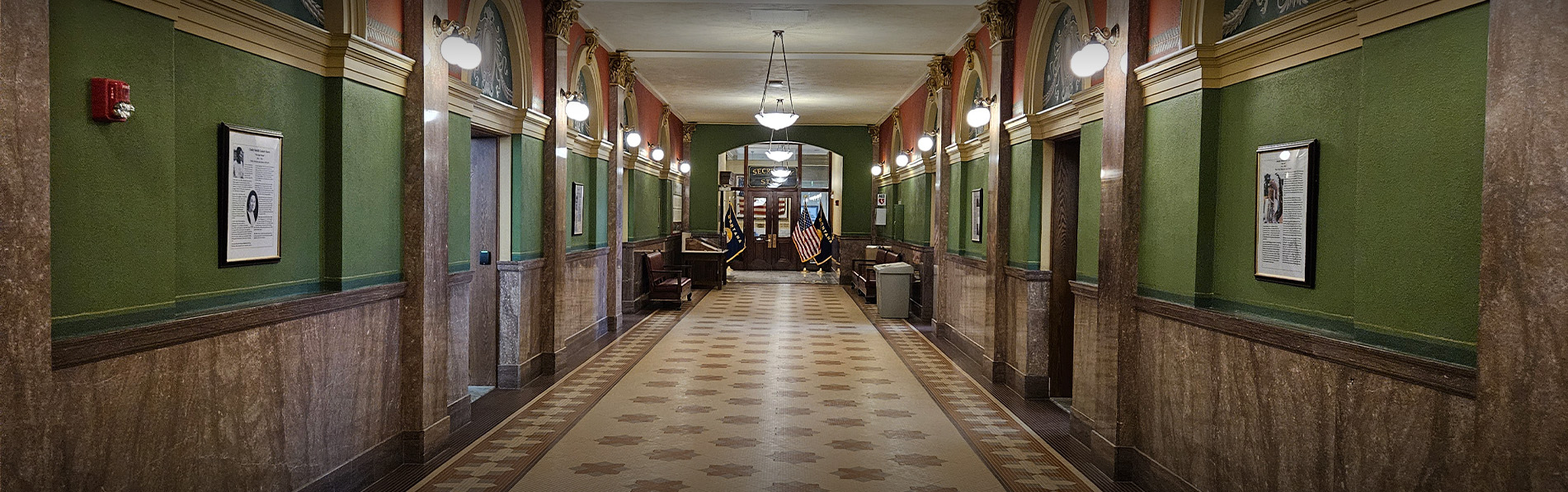 A hallway in the Montana Capitol building.