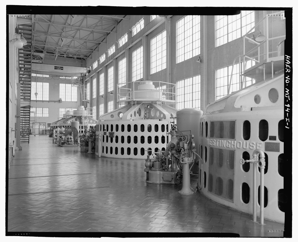 Interior view of Holter Dam powerhouse