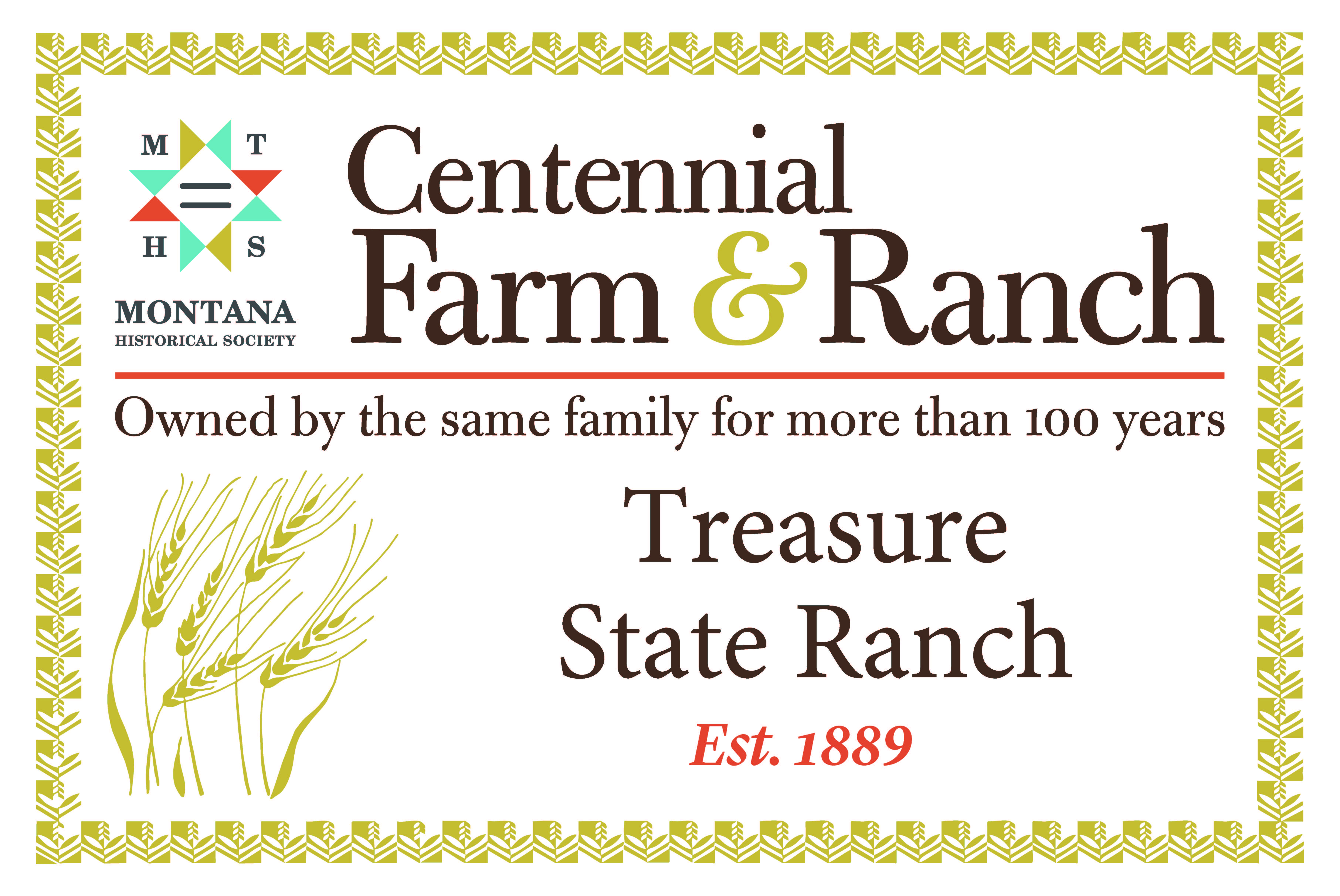 Example of a Centennial Farm and Ranch Road Sign - Treasure State Ranch 2025