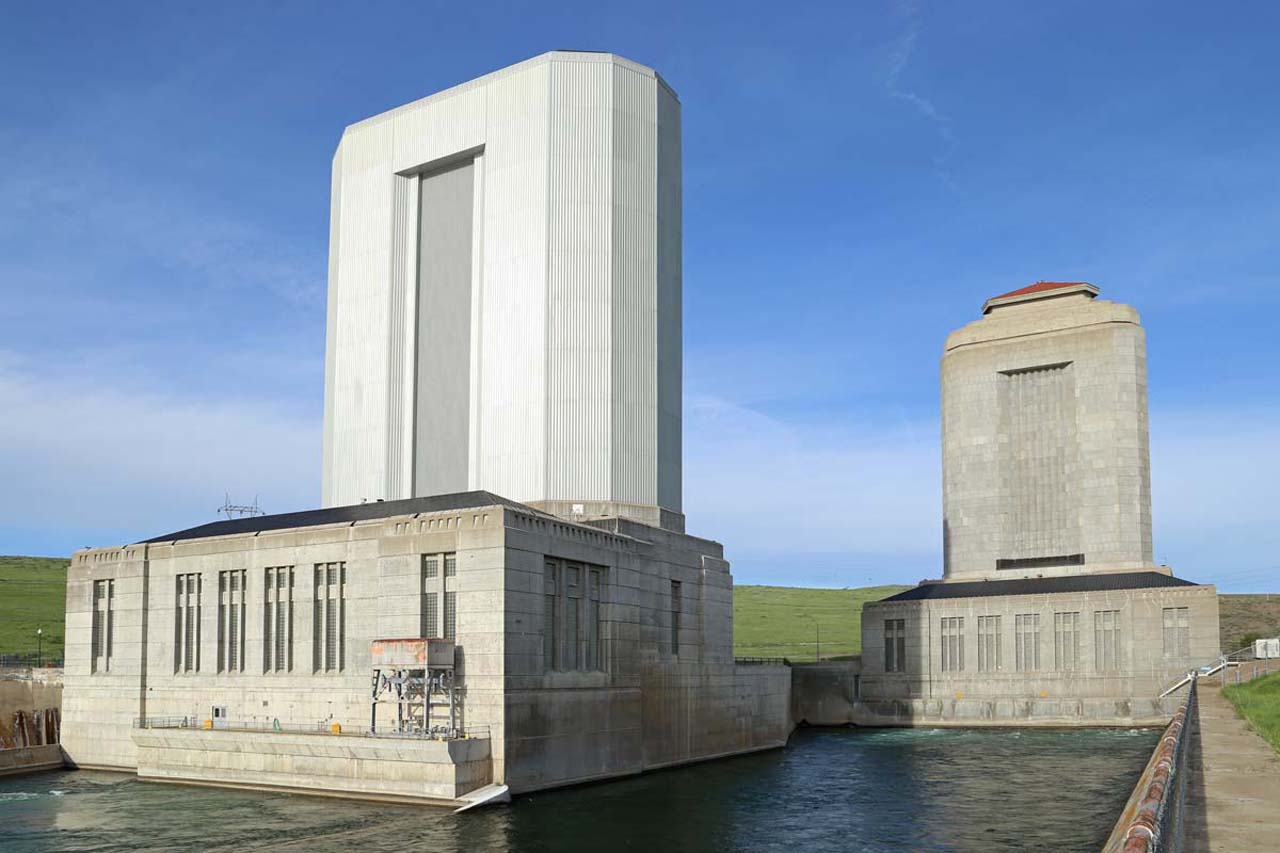 Photogragh of the towers at Fort Peck Dam, Valley and McCone Counties, Montana